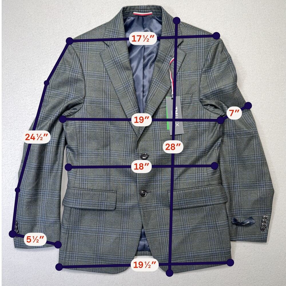 Tommy Hilfiger Men's Modern-Fit plaid Sport Coat green/blue 36S $295 - Picture 3 of 11